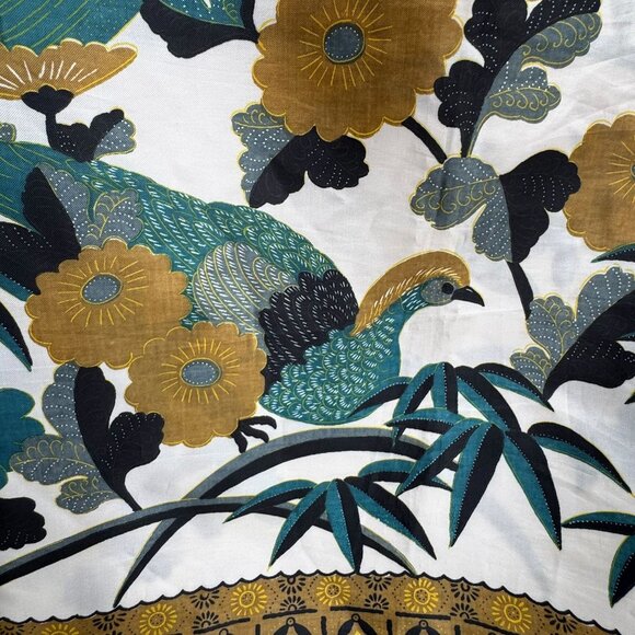 Vintage Floral & Bird Patterned Bamboo Square Handstitched Scarf Wrap Shawl OS - Picture 2 of 8